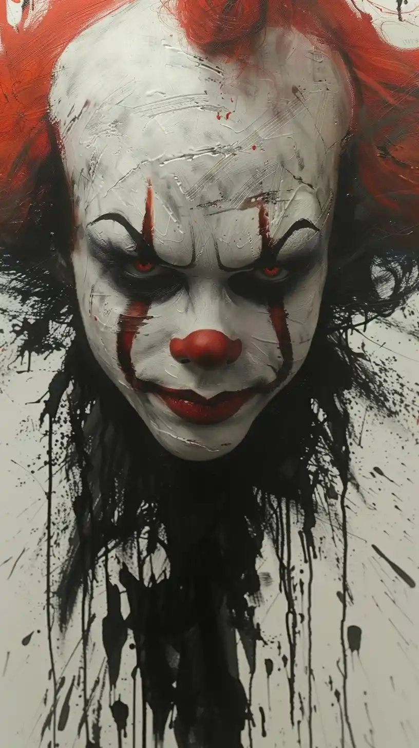 Horrific Clown Ink Splash Midjourney提示词