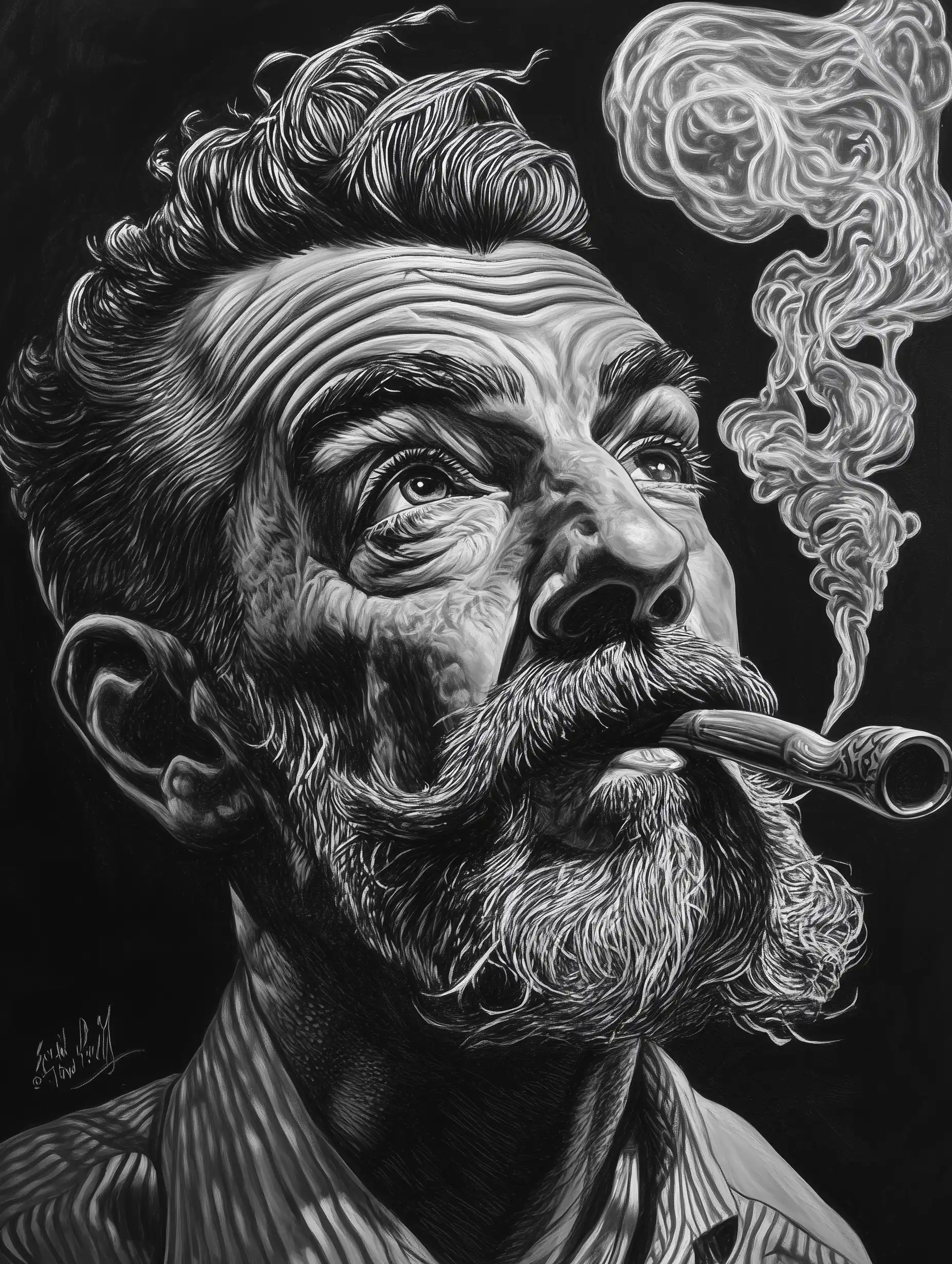 Realistic Bob Smoking Pipe Midjourney提示词