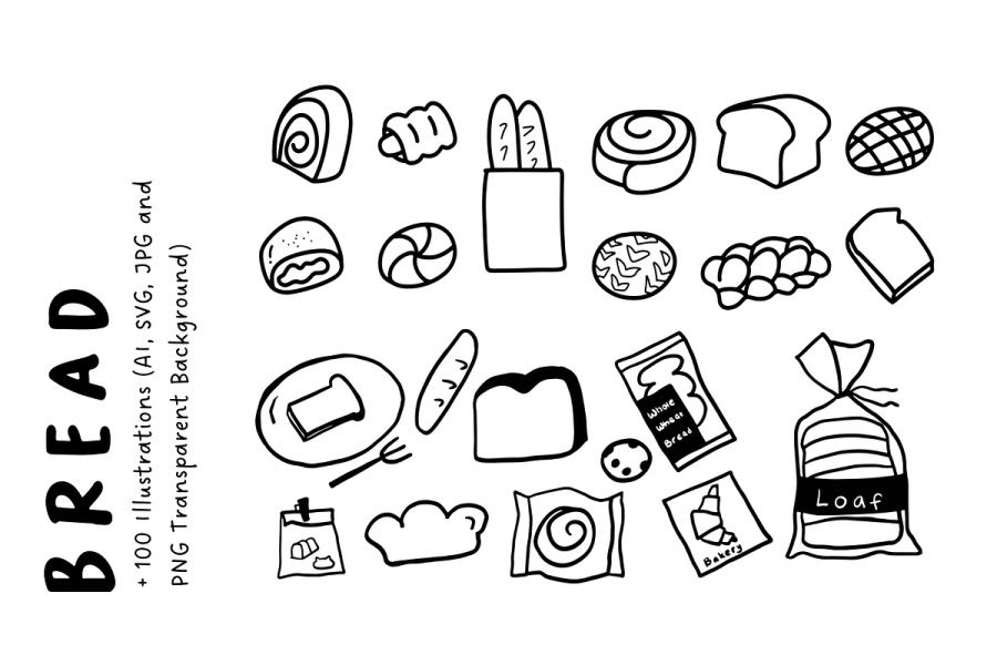 +100 Bread & Bakery Illustration