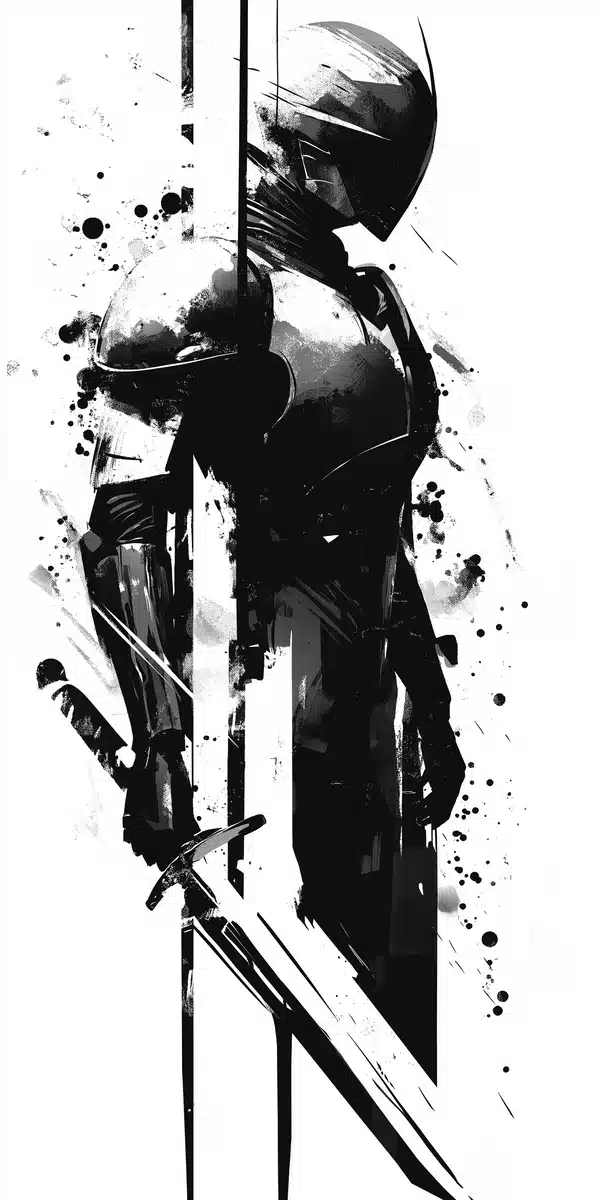 Stencil Robot Knight Abstract Midjourney提示词