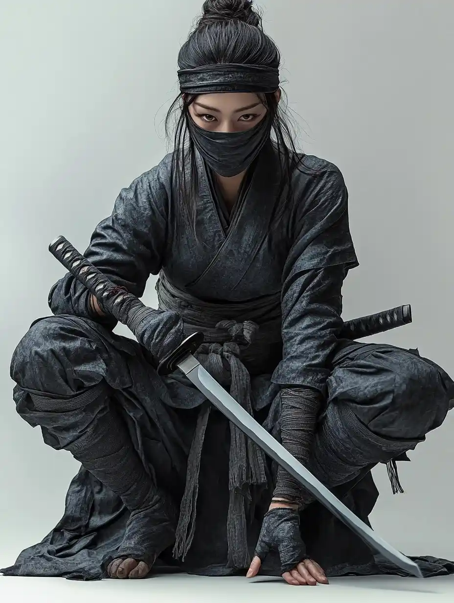 Photo-realistic Shinobi Drawing Katana Midjourney 提示词生成效果