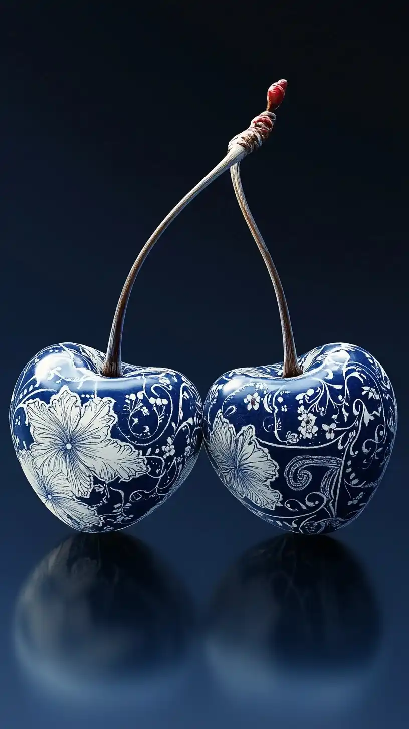 Surreal Cherries with Patterns Midjourney提示词