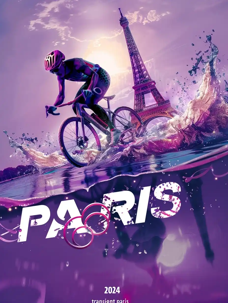 Purple Paris Olympics Poster Midjourney 提示词生成效果