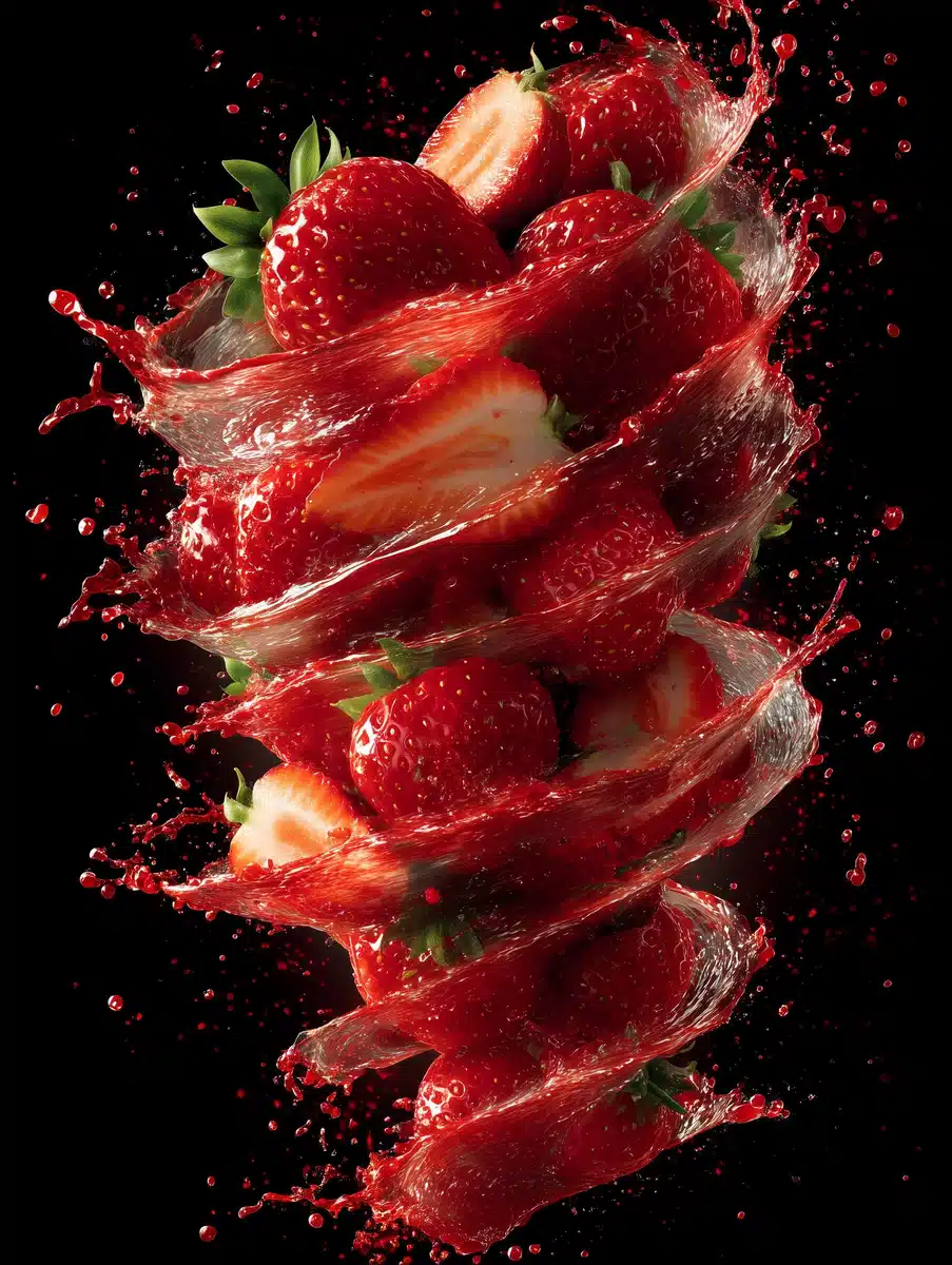 Strawberry Tornado in Motion Midjourney提示词