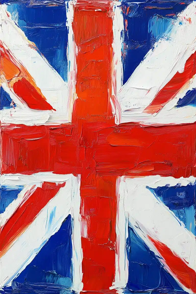 Vibrant Union Jack Oil Painting Midjourney提示词