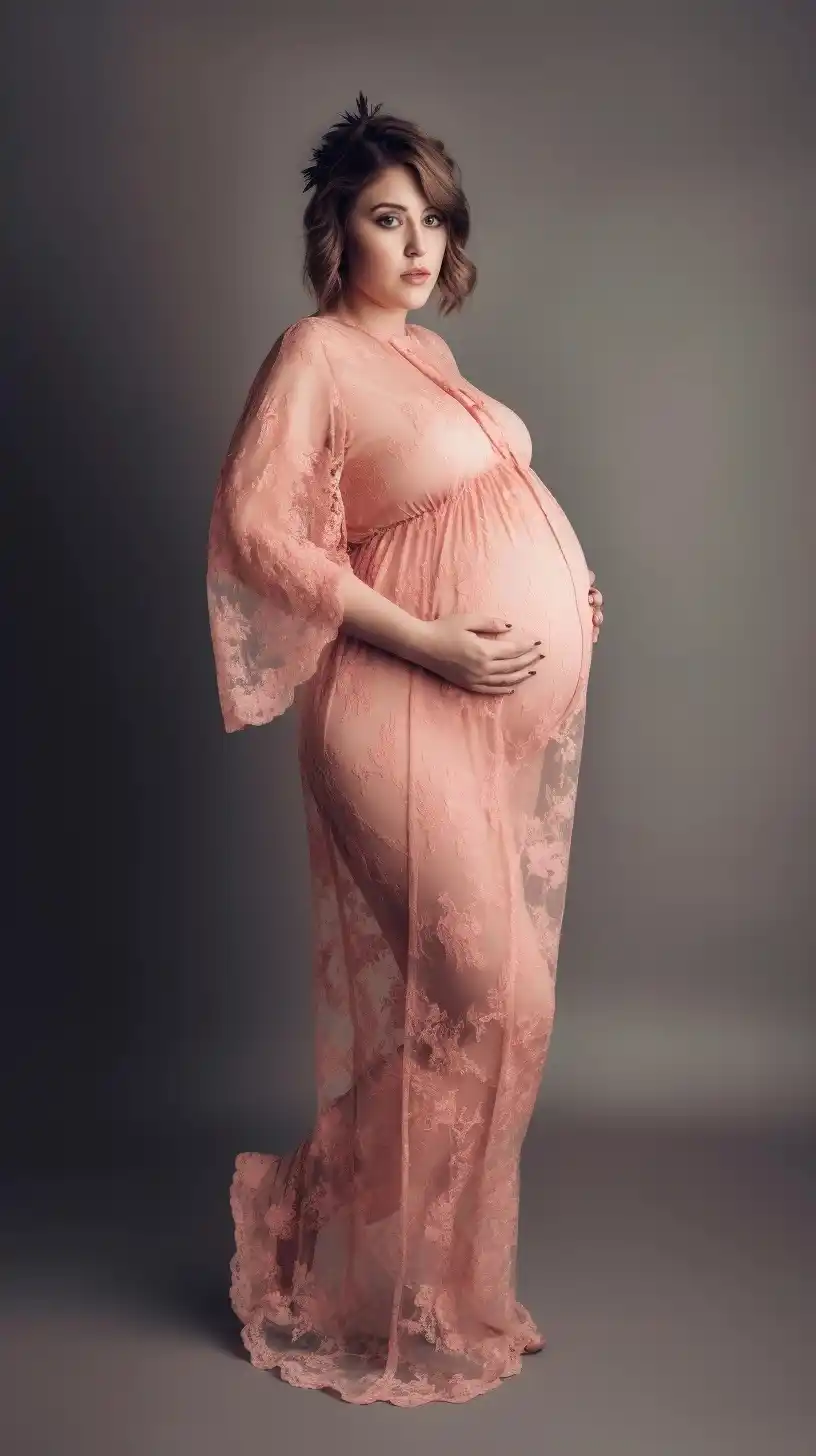 Pregnant Model Studio Flirt Midjourney提示词