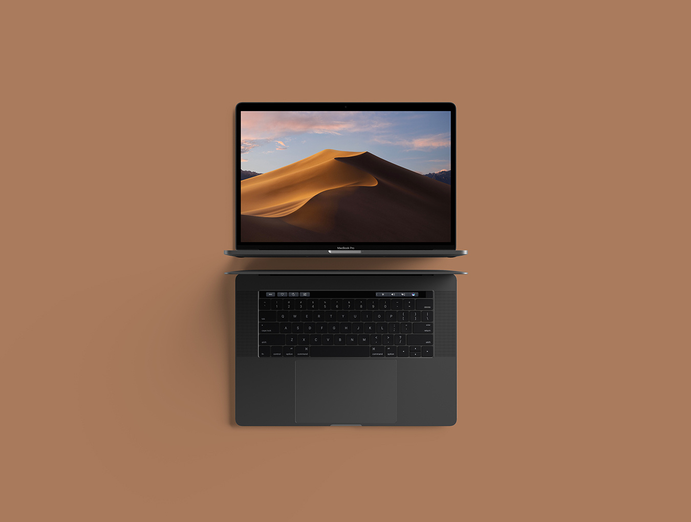 Photoshop顶视图MacBook Pro样机，现代MacBook Pro