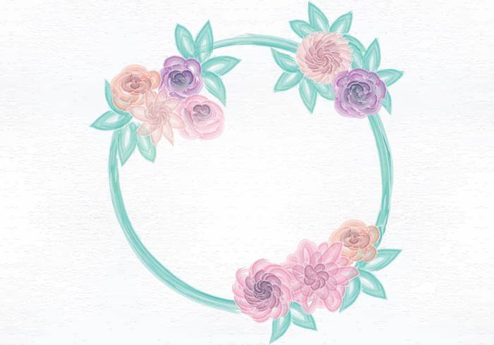 矢量水彩花圈