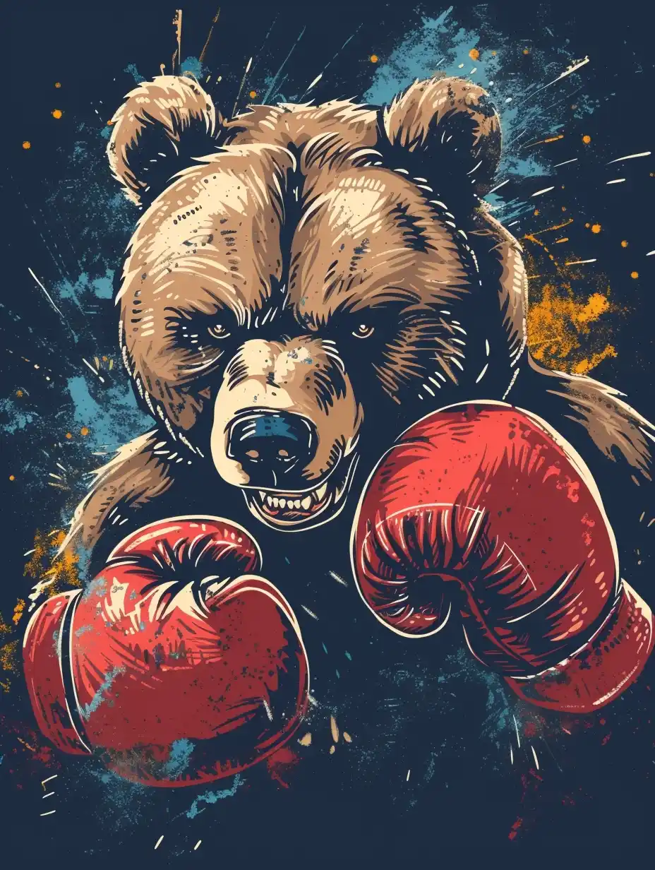 Graphic Boxing Bear Midjourney提示词