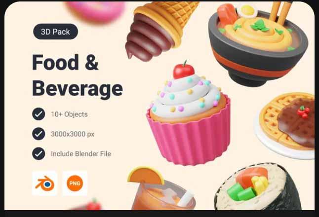 Food & Beverage 3D Icon Pack