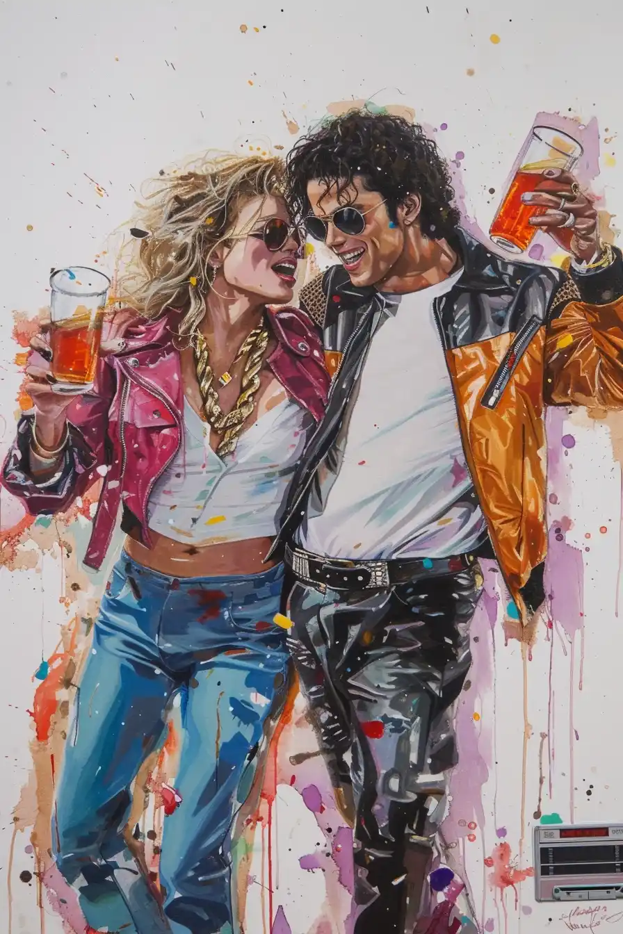 Illustration Pop Icons with 80s Radio Midjourney提示词