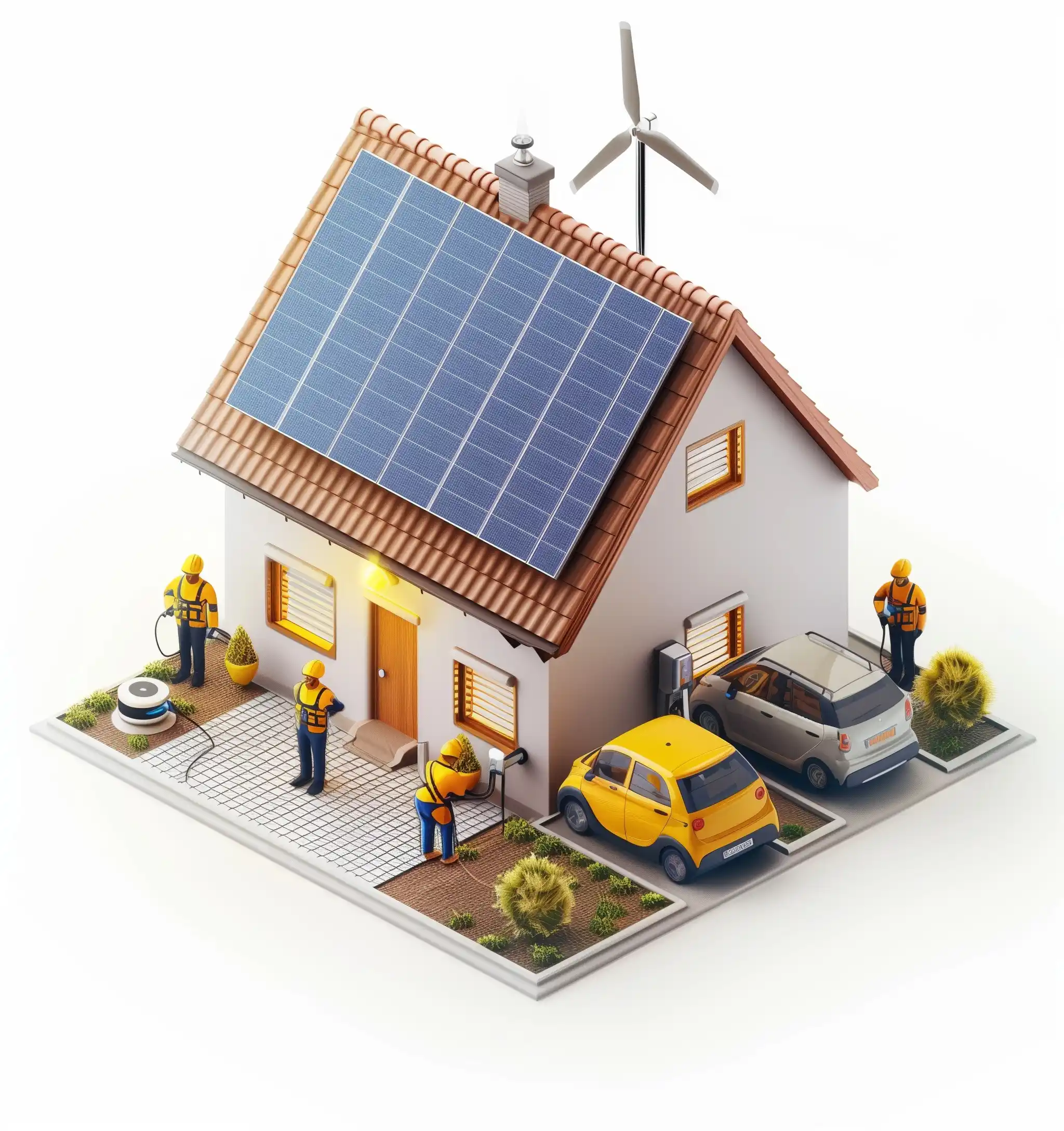 Isometric Solar Home Scene Midjourney提示词