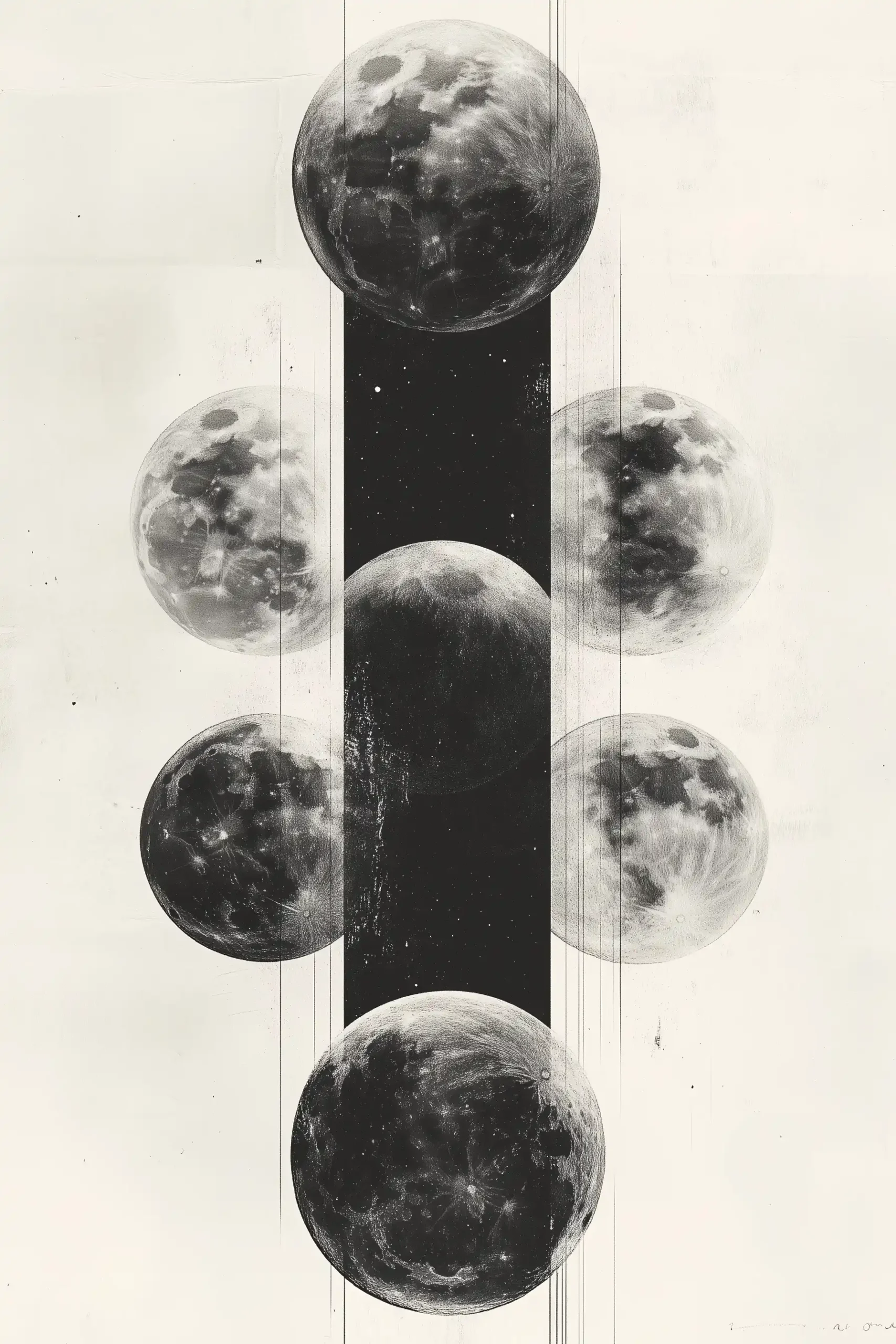 Moon Phases Line Art Midjourney 提示词生成效果