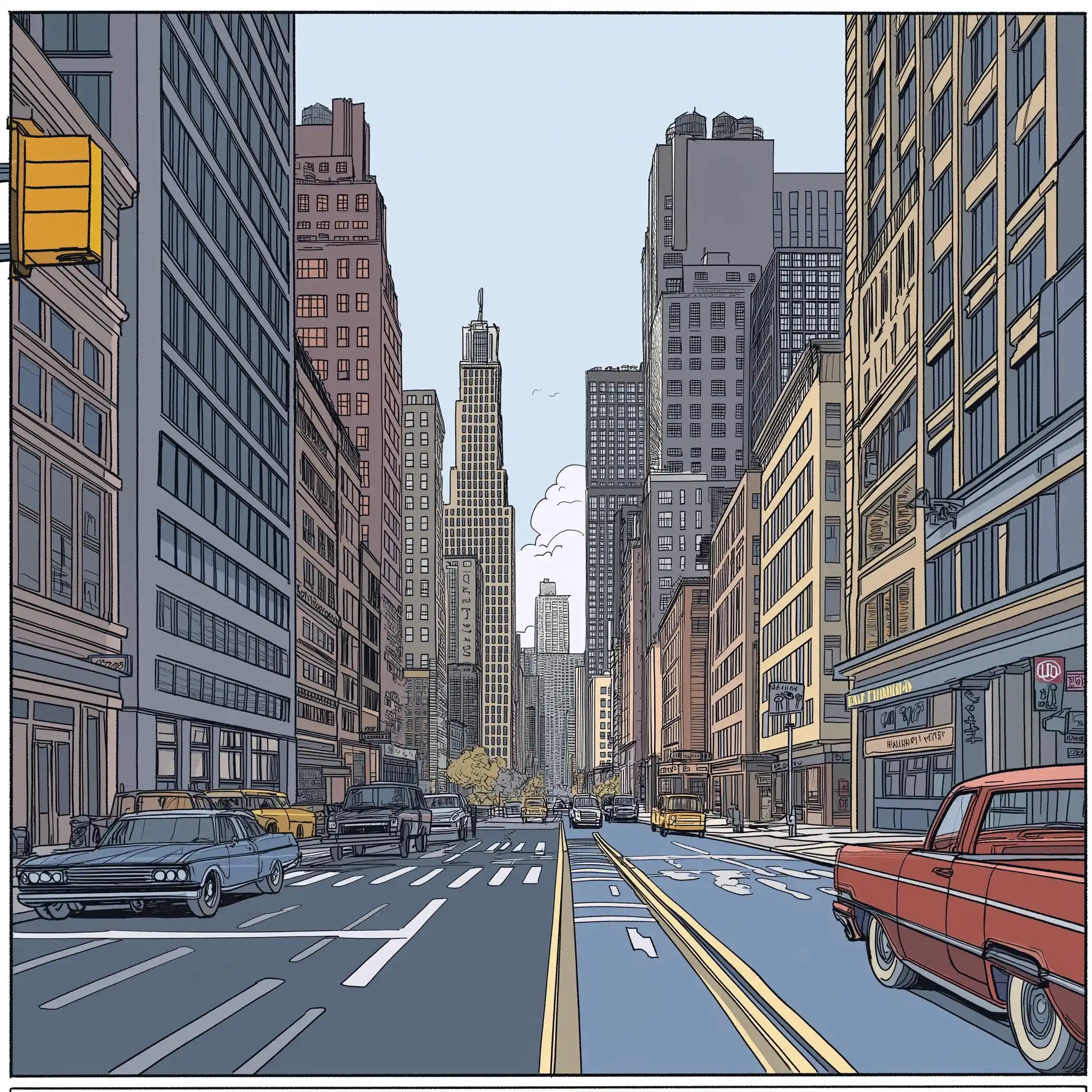 Chris Ware Cityscape Perspective Midjourney提示词