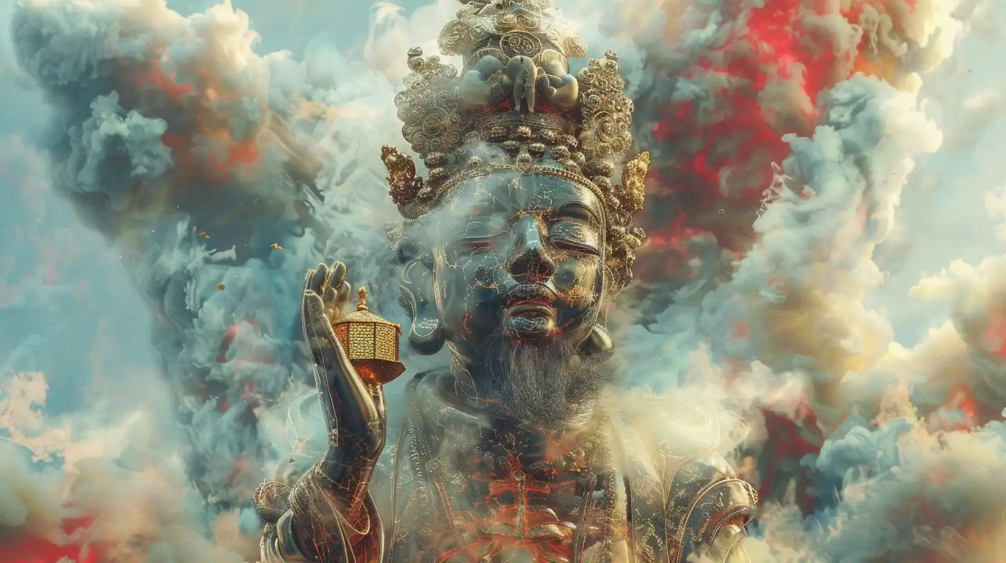Surreal Buddhist Crowned Figure Midjourney 提示词生成效果