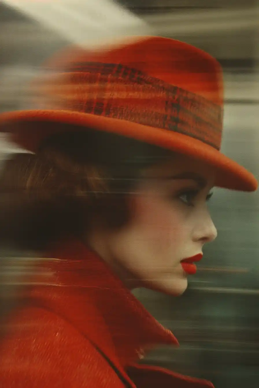 Red Girl in Motion Midjourney提示词