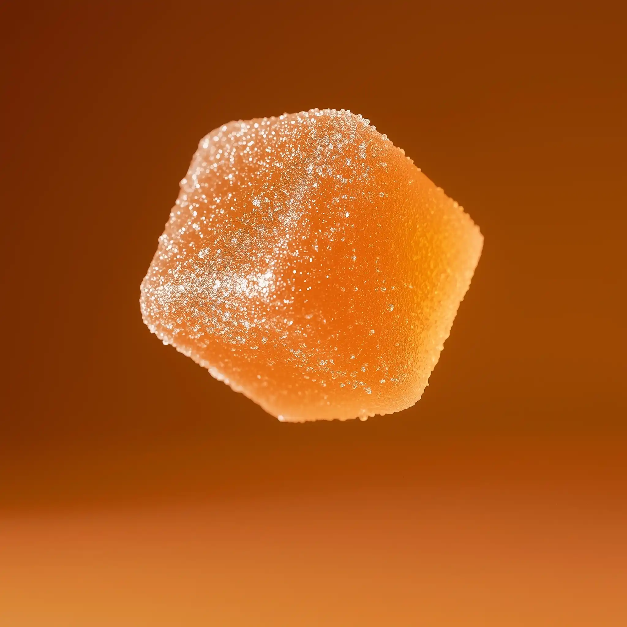 Floating Orange Gummy Close-Up Midjourney提示词