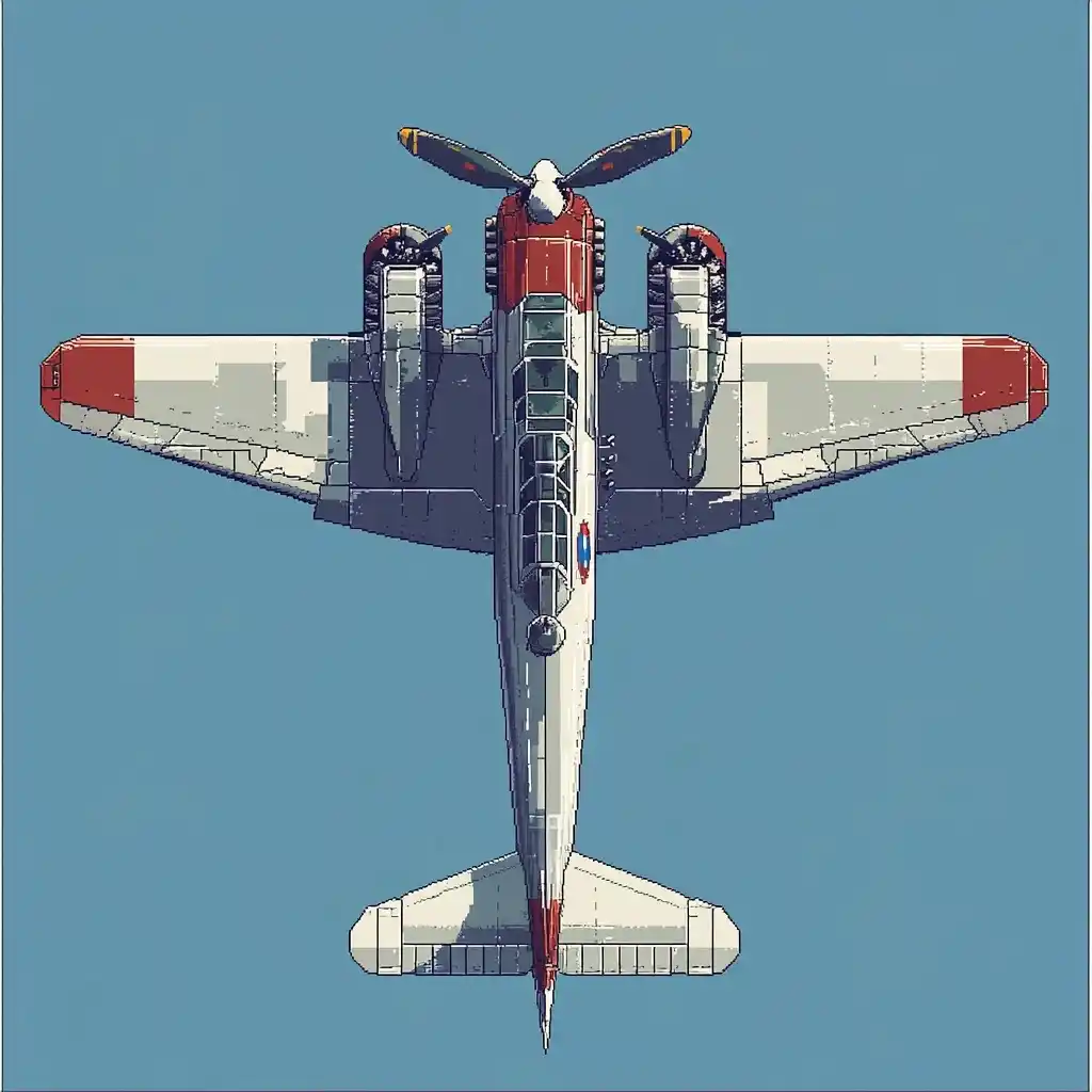 Pixel Art Vintage Airplane Midjourney提示词