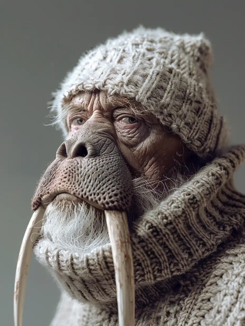 Walrus-Man Portrait Study Midjourney提示词