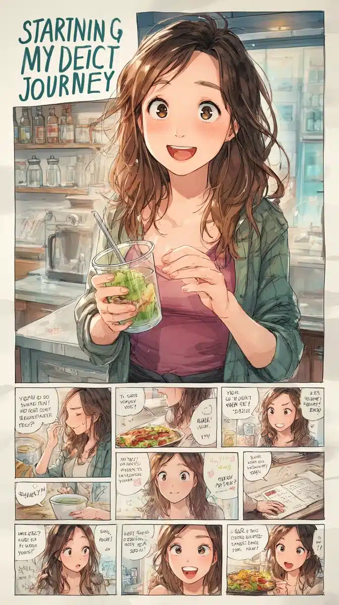 Cute Anime Diet Journey Midjourney提示词