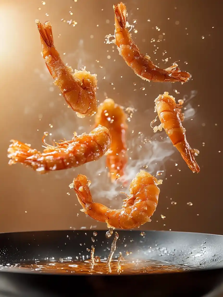Dynamic Prawns in Flight Midjourney提示词