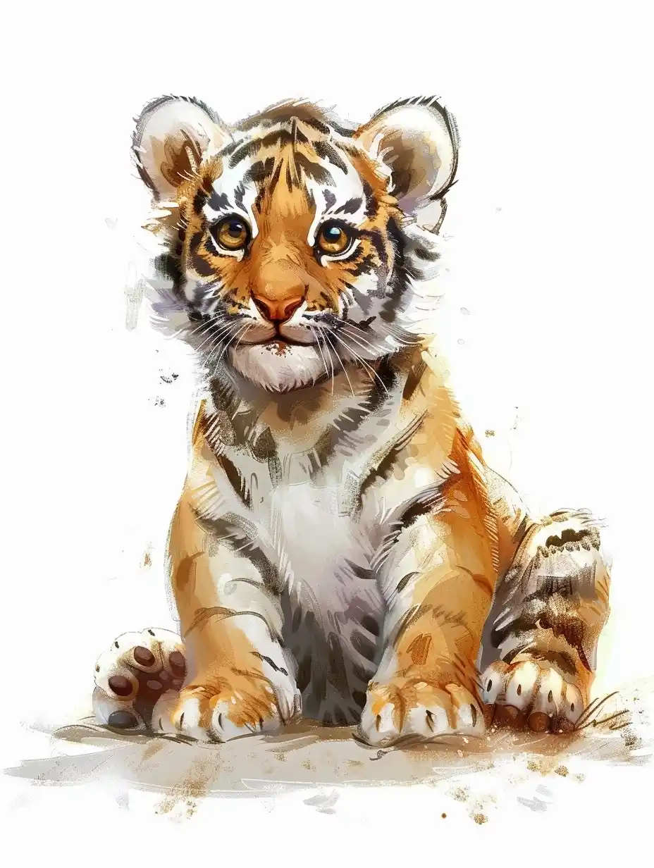 Cartoon Northeast Tiger Midjourney提示词