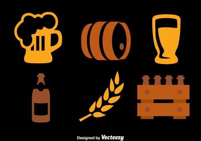 啤酒元素图标集合载体