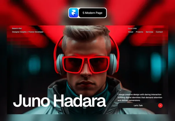 大胆个人作品集Framer模板（Juno Hadara），Juno Hadara - Bold Personal Portfolio for Framer
