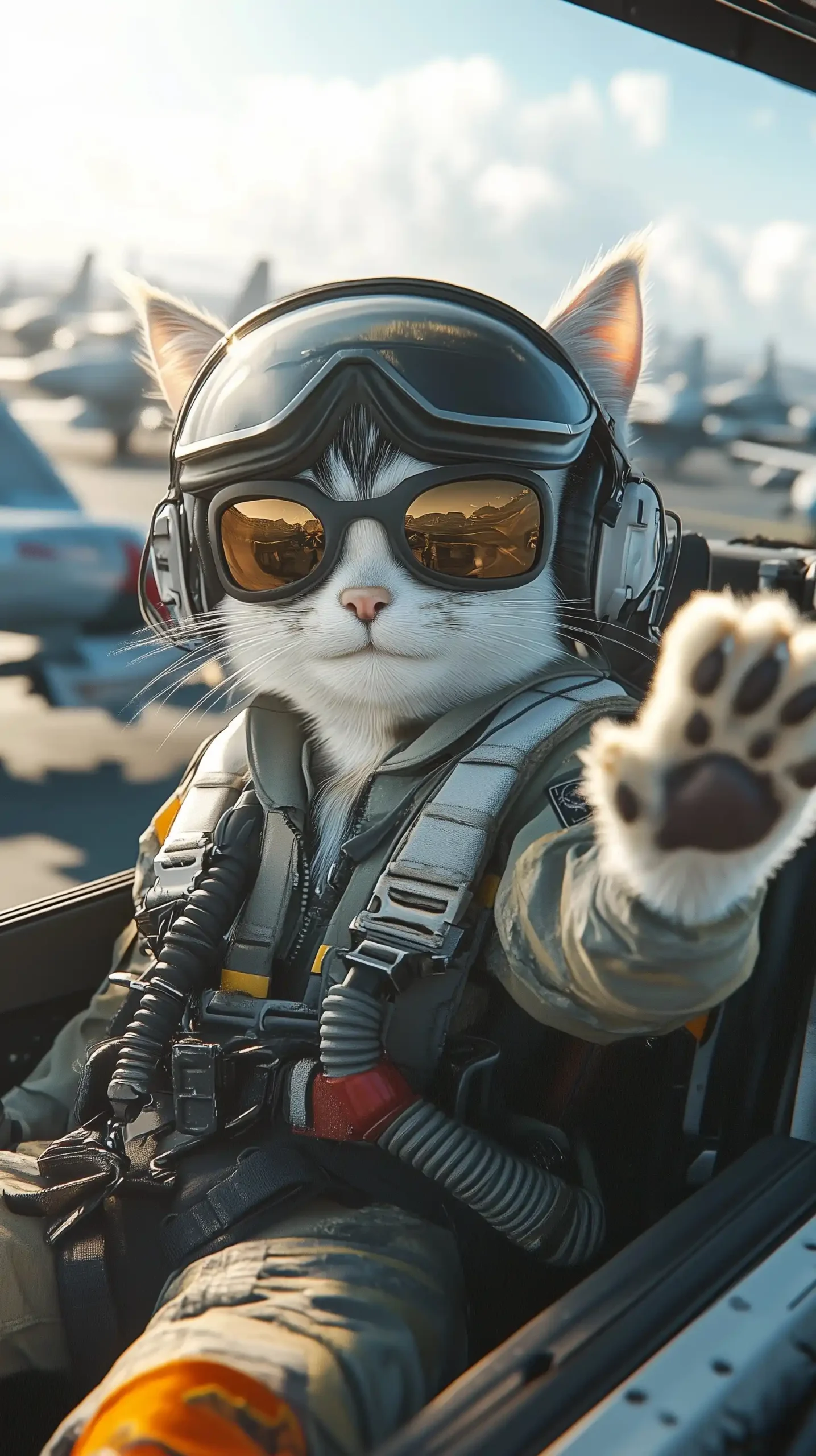 Cinematic Cat Pilot Scene Midjourney提示词