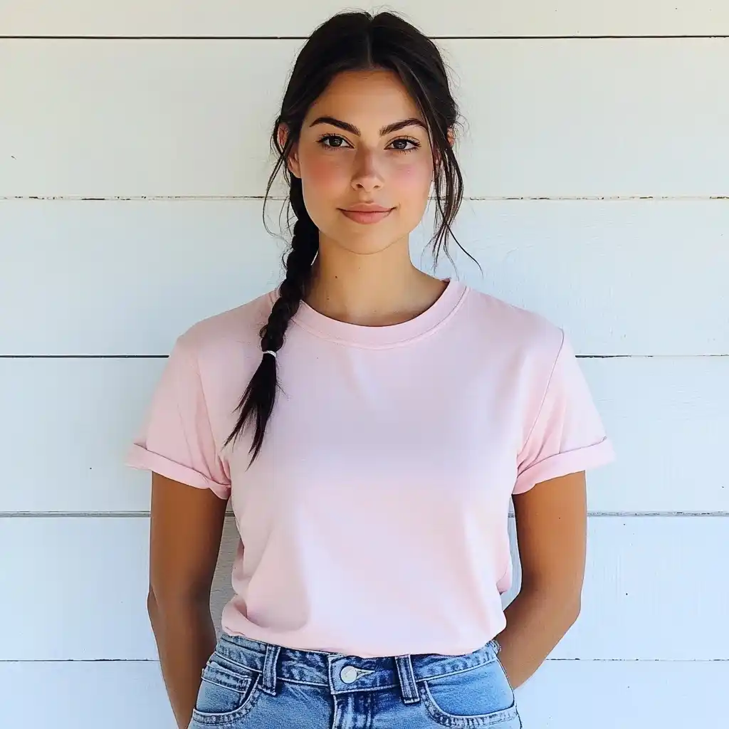Realistic Woman in T-Shirt Midjourney 提示词生成效果