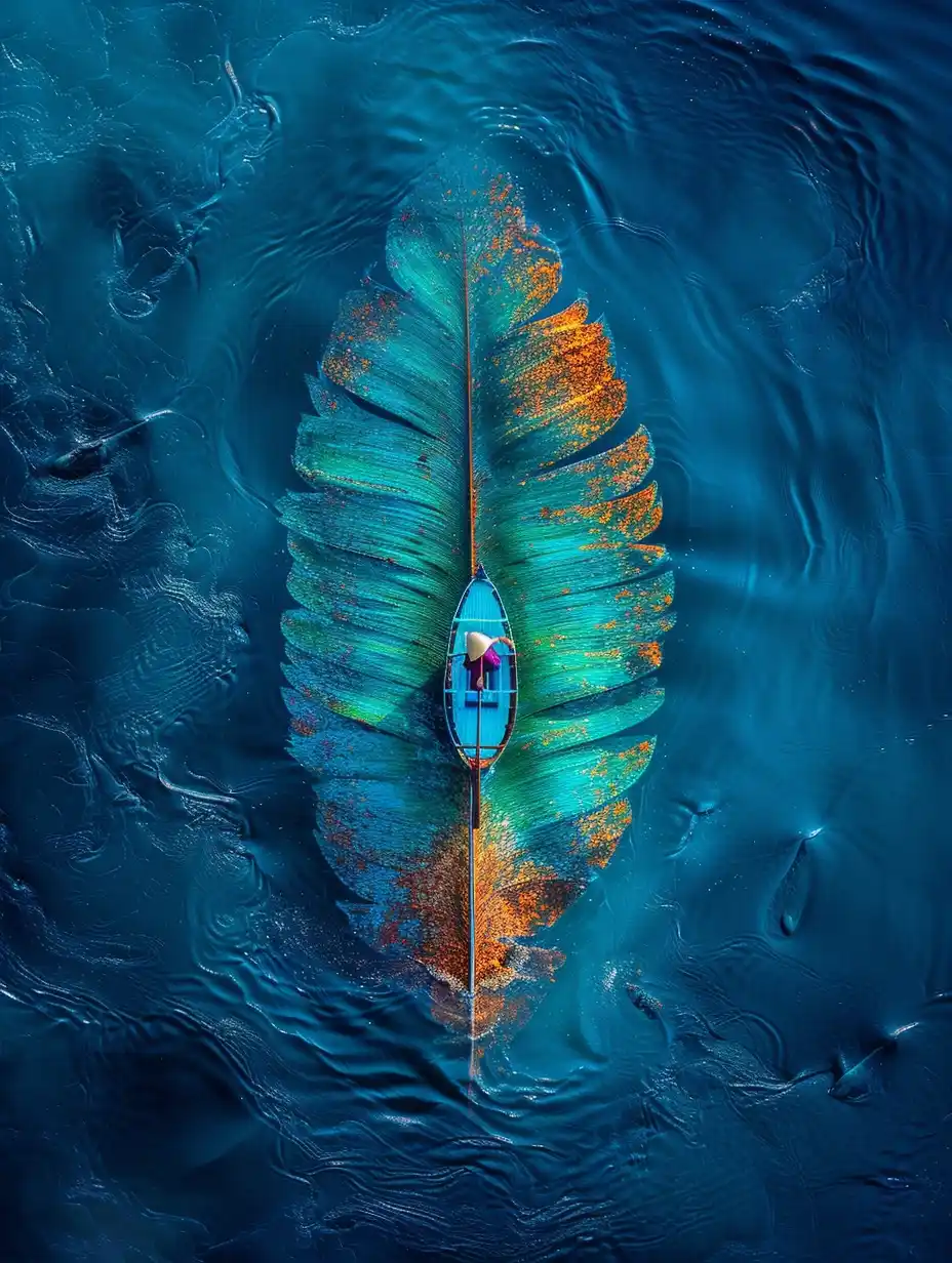 Feathered Leaf Floatation Midjourney提示词