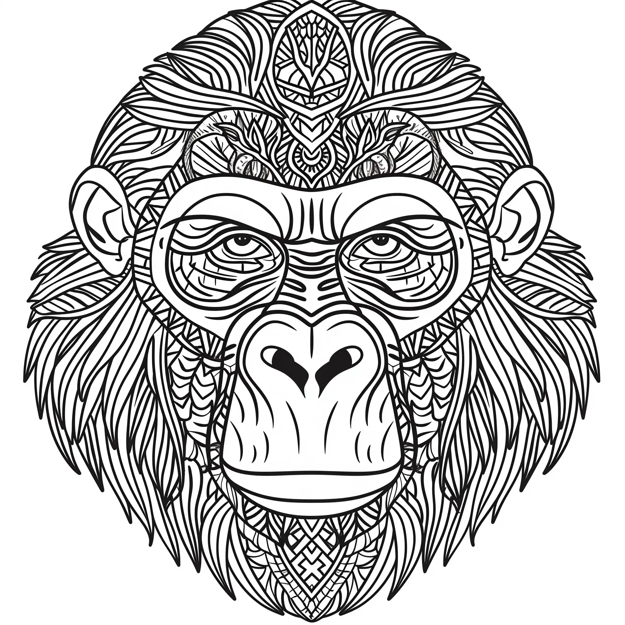 Mandala Gorilla Head Midjourney提示词