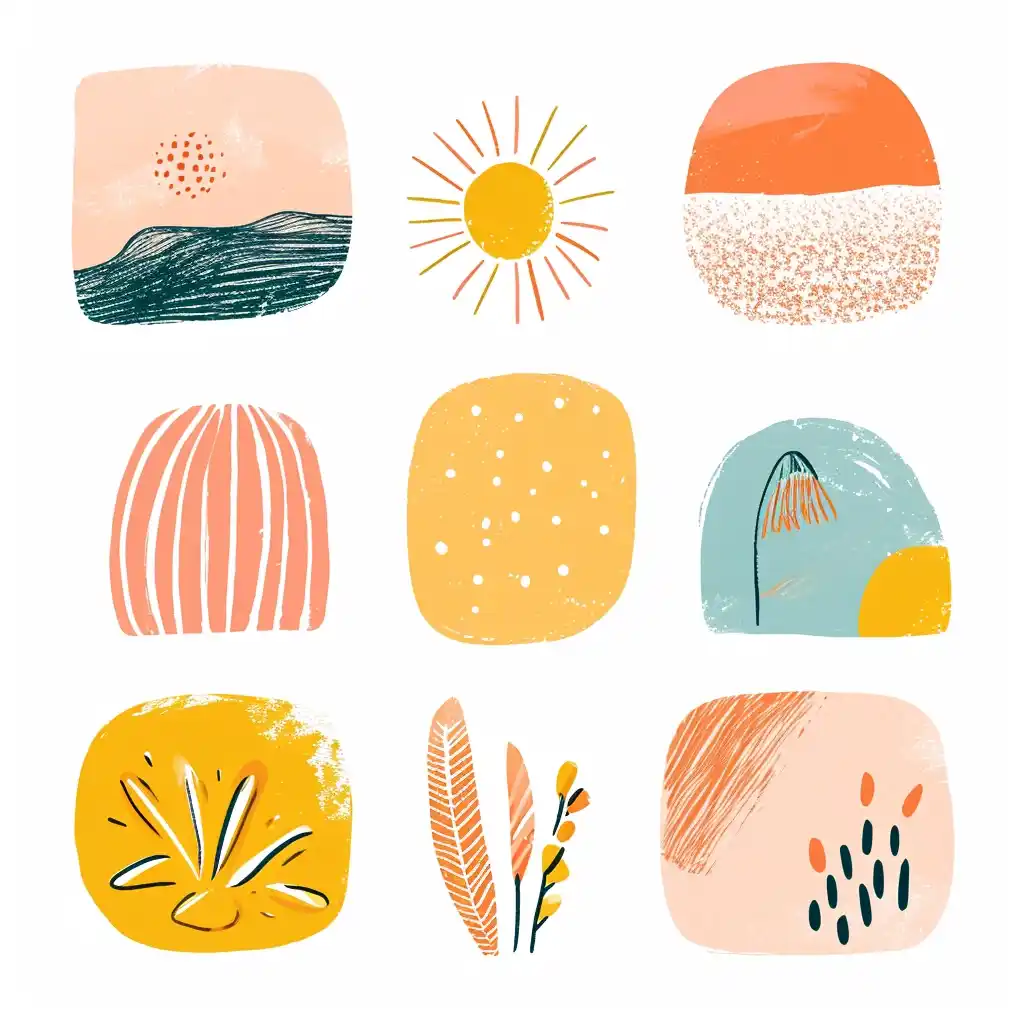 Whimsical Rounded Shapes Midjourney提示词