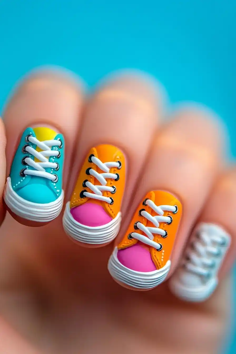 Photorealistic Sneaker Nail Art Midjourney提示词
