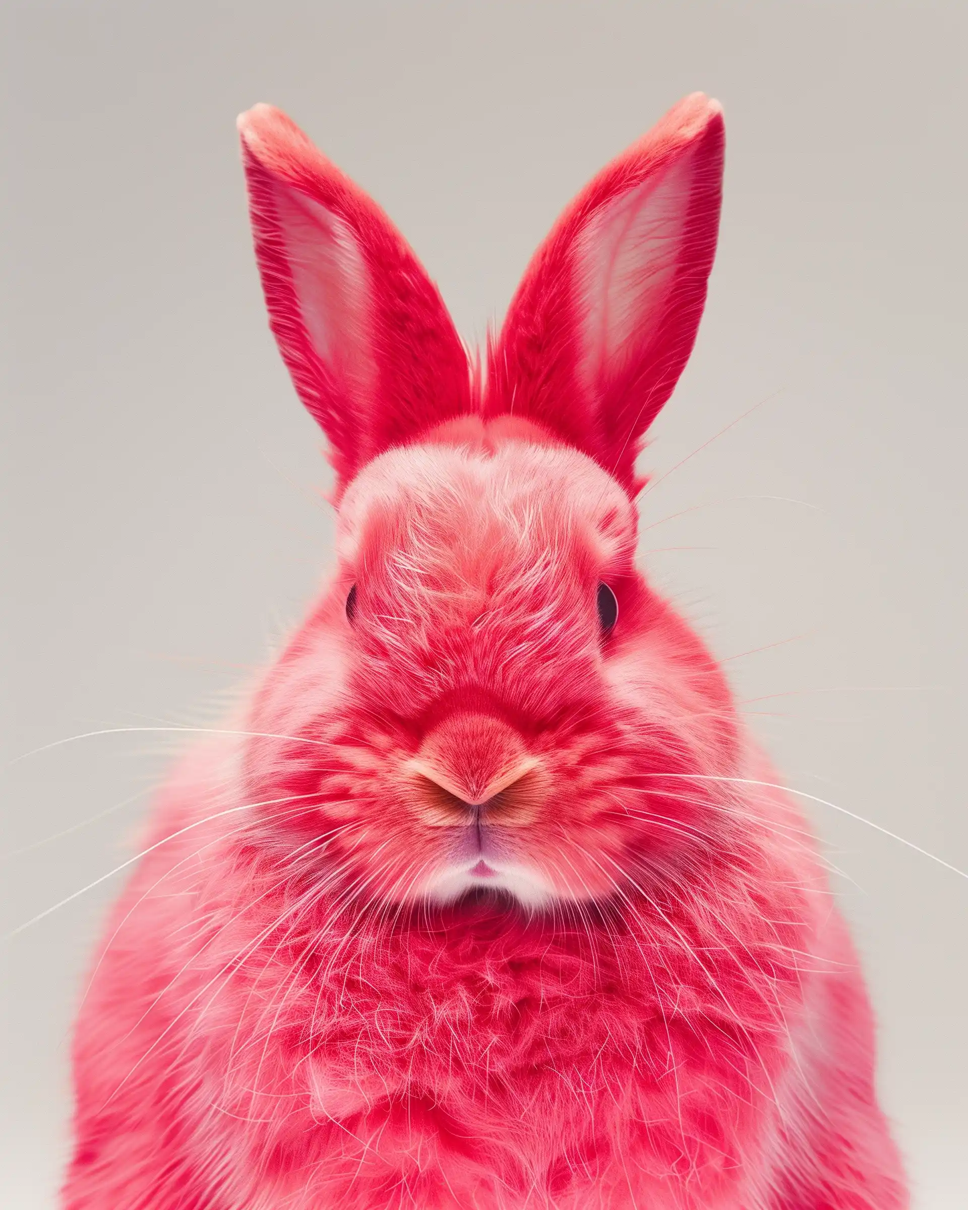 Realistic Pink Rabbit Portrait Midjourney提示词