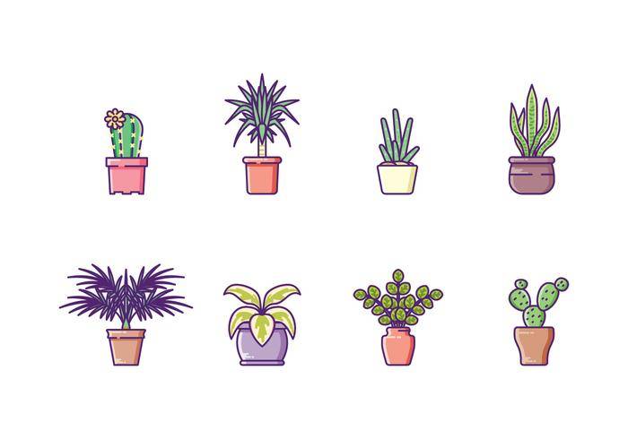 室内盆栽植物图标集