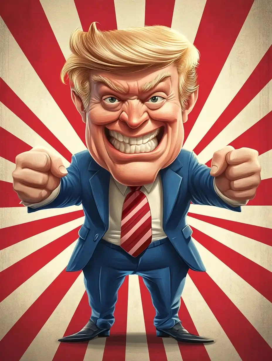 Caricatured Political Pin-Up Midjourney提示词