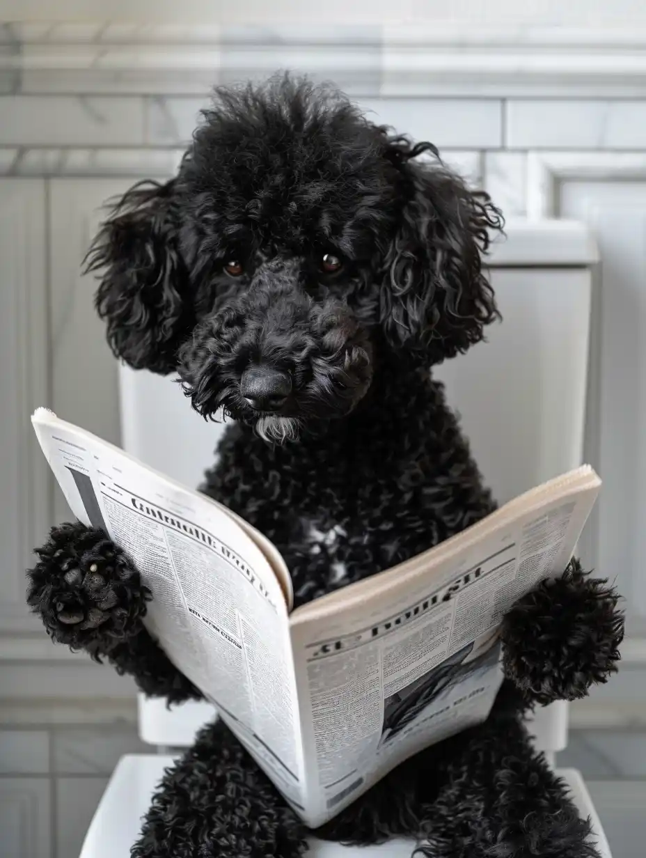 Sophisticated Poodle Reading Midjourney提示词