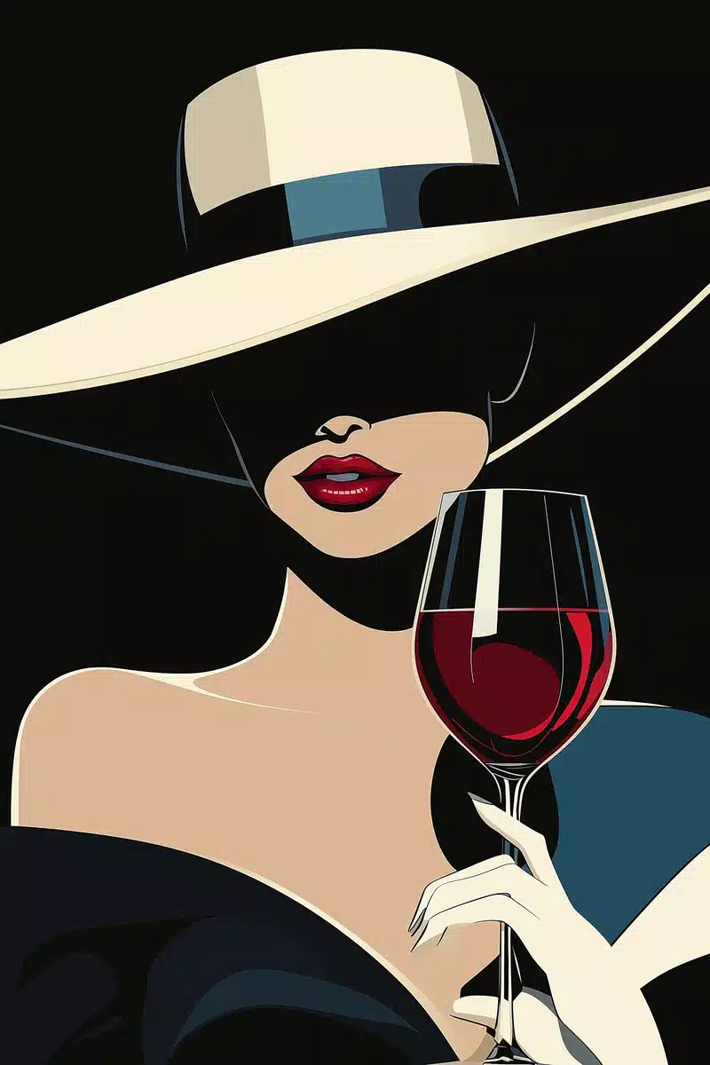 Elegant Woman with Wine Midjourney提示词