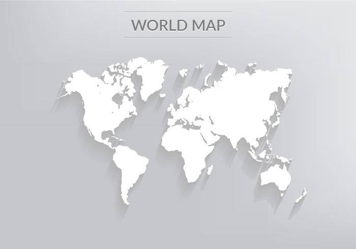 免费矢量世界地图与阴影
