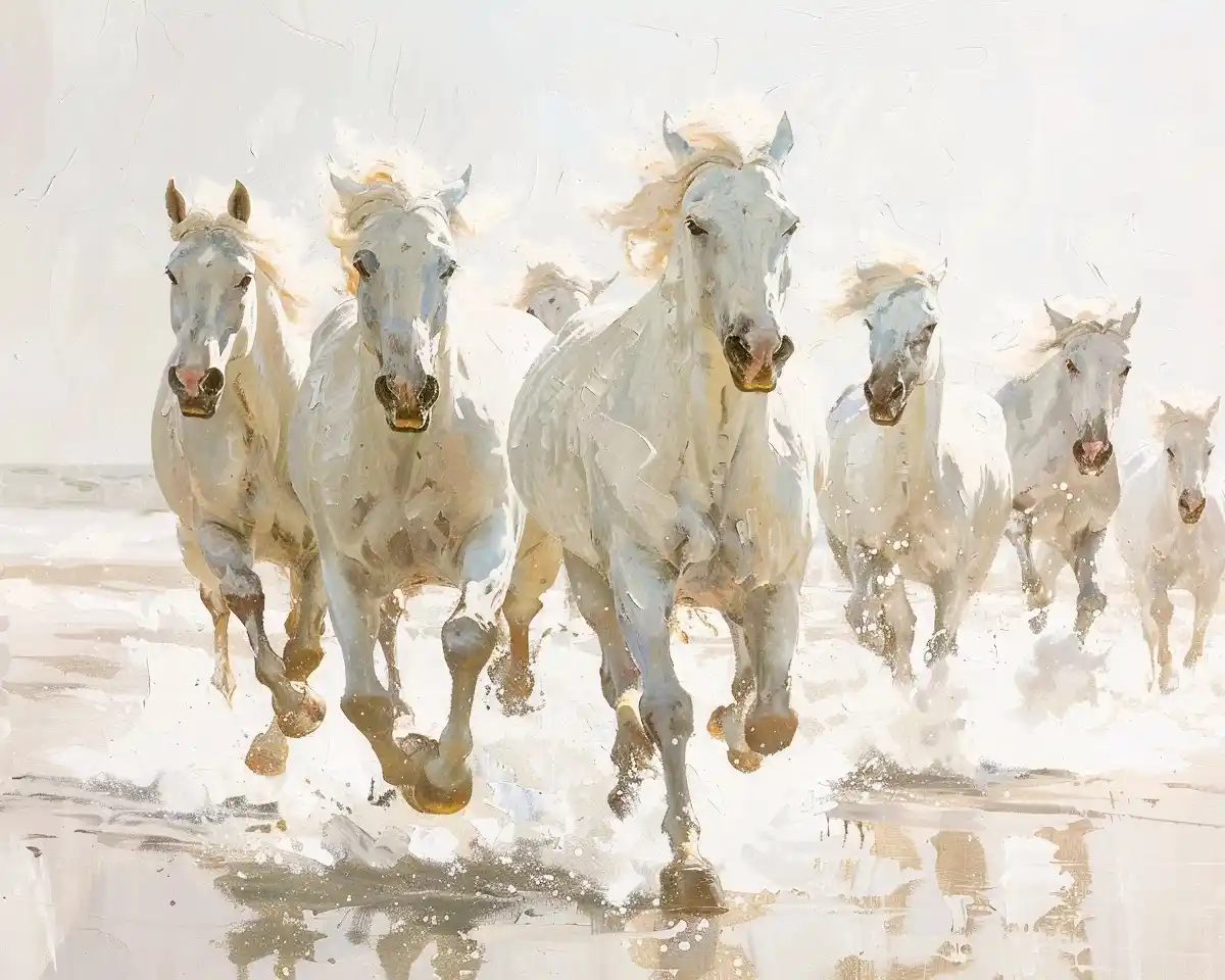 Wild Horses Beach Run Midjourney提示词