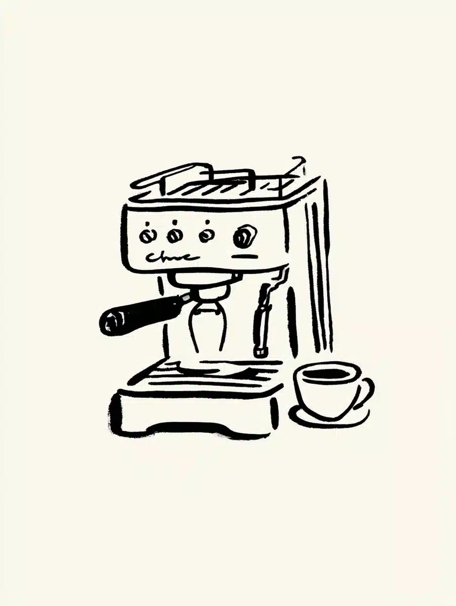 Line Drawing Espresso Machine Midjourney提示词