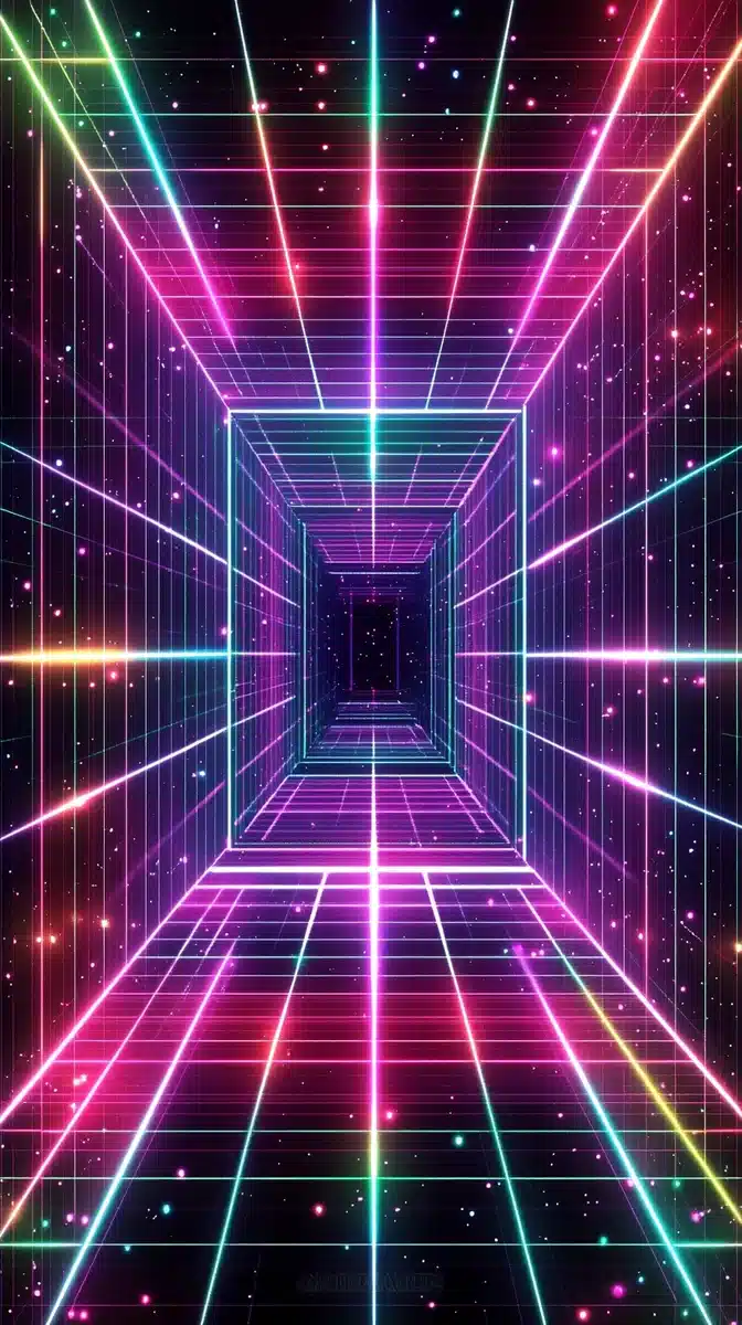 Neon Mosaic Game Background Midjourney提示词