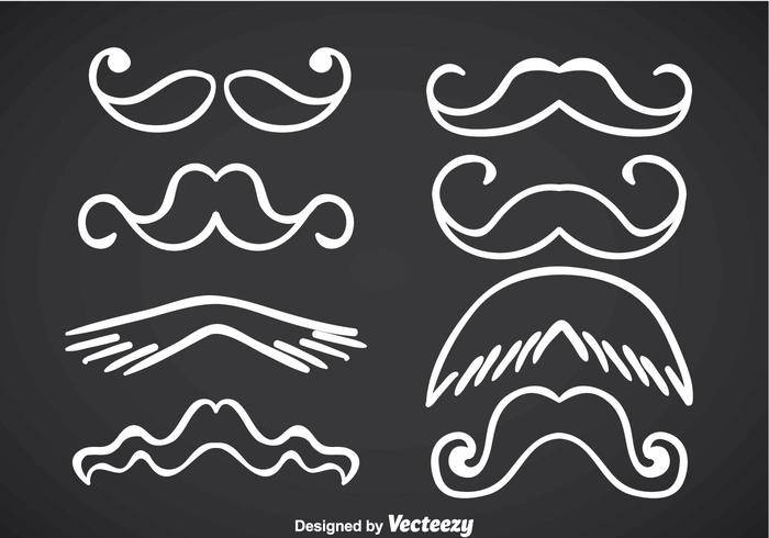 Movember小胡子白线矢量