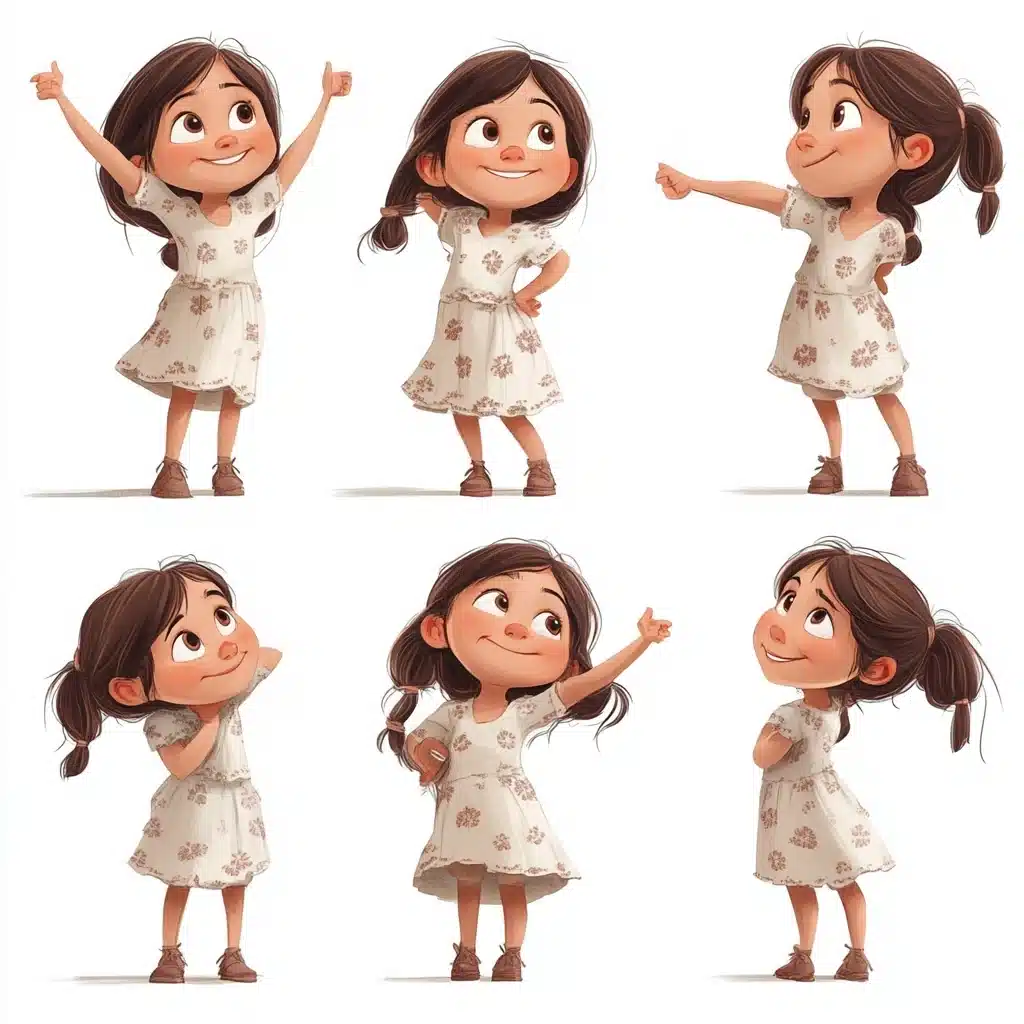 Italian Girl Poses in Pixar Style Midjourney提示词