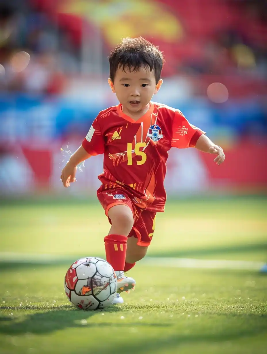 Chinese Toddler Euro Soccer Midjourney提示词