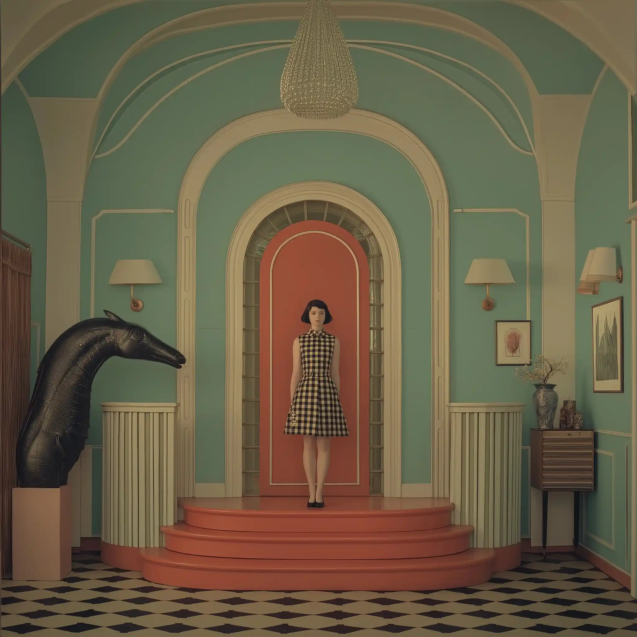 Art Deco Seahorse Interior Midjourney提示词