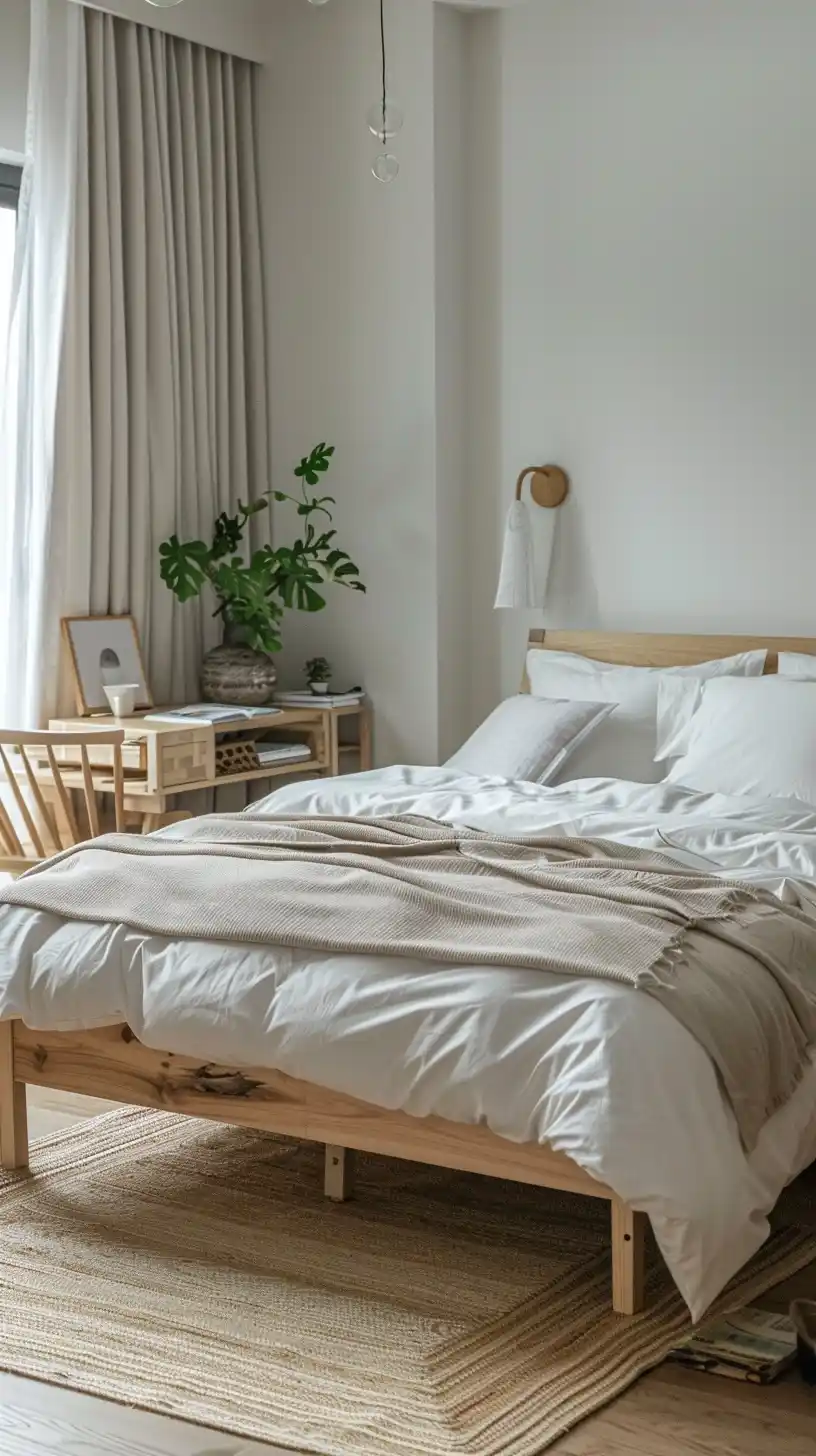 Natural Wood Bedroom Oasis Midjourney提示词