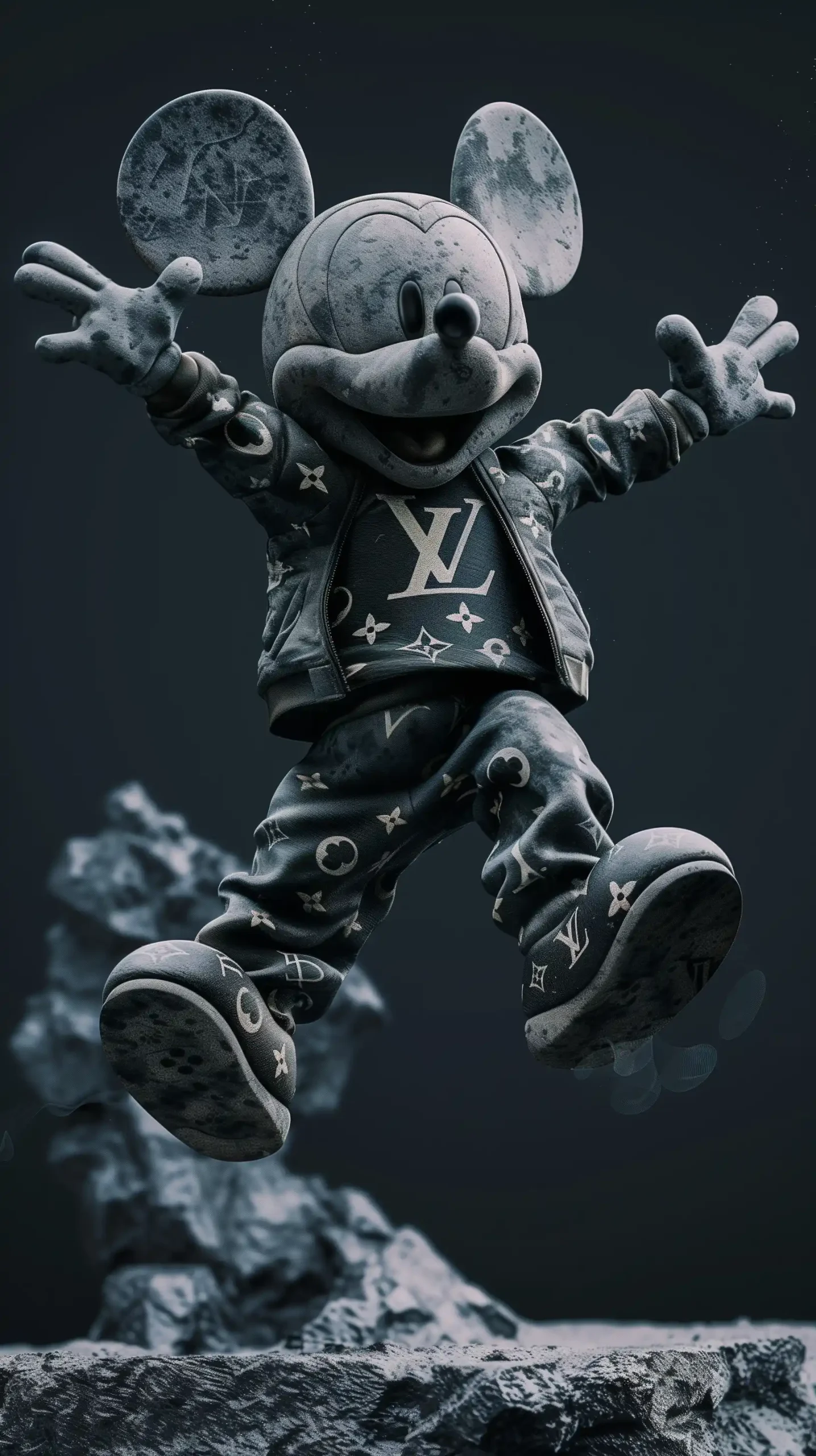 Stone LV Mouse Jumping Midjourney提示词