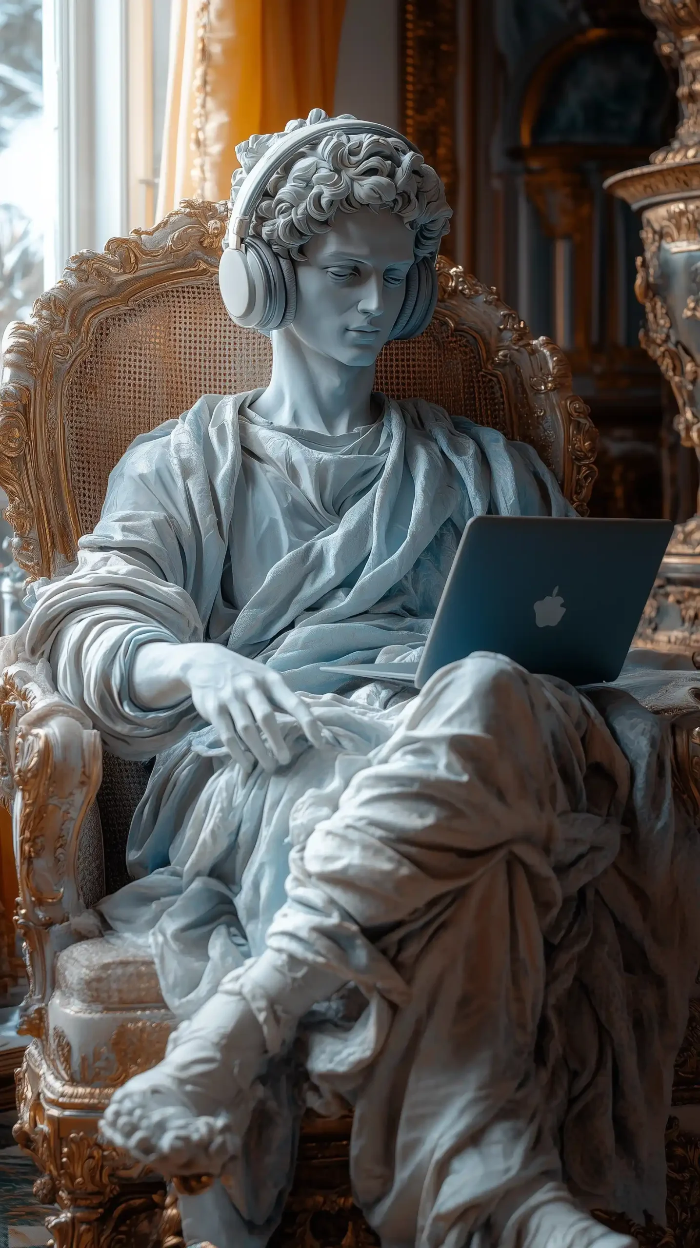 Pastel David in Armchair Midjourney提示词